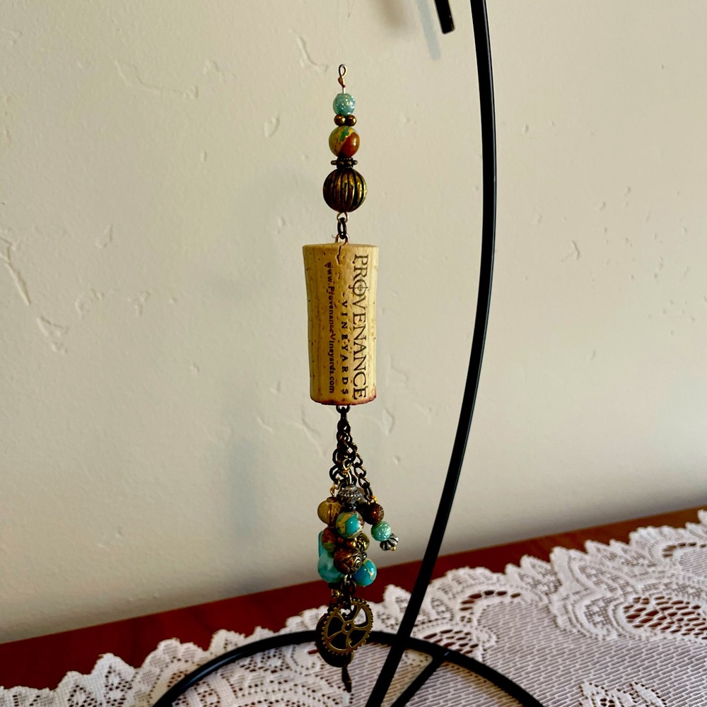 Handmade Provenance vineyard wine cork ornament.